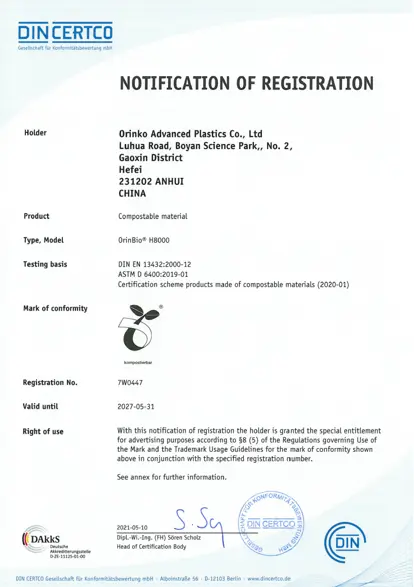 DINCERTCO Biodegradable Certification